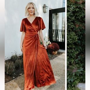 Baltic Born Meghan Velvet Wrap Maxi Dress Rust